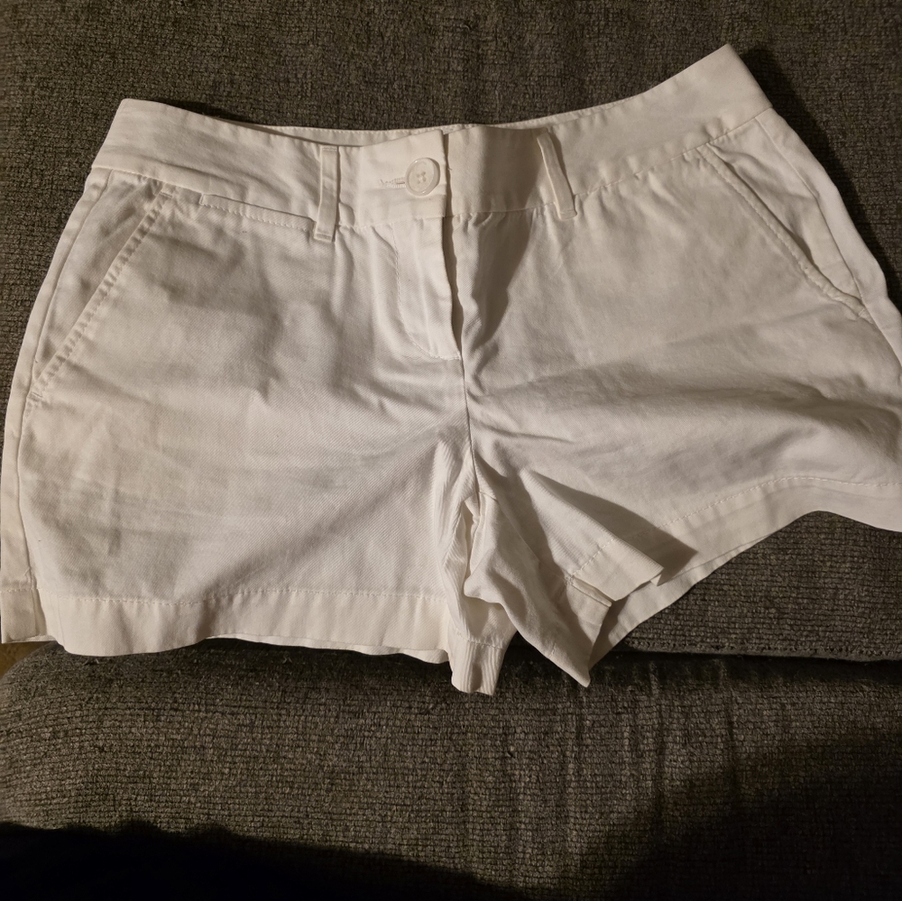 LOFT High Waist White Shorts Crisp Cotton Design